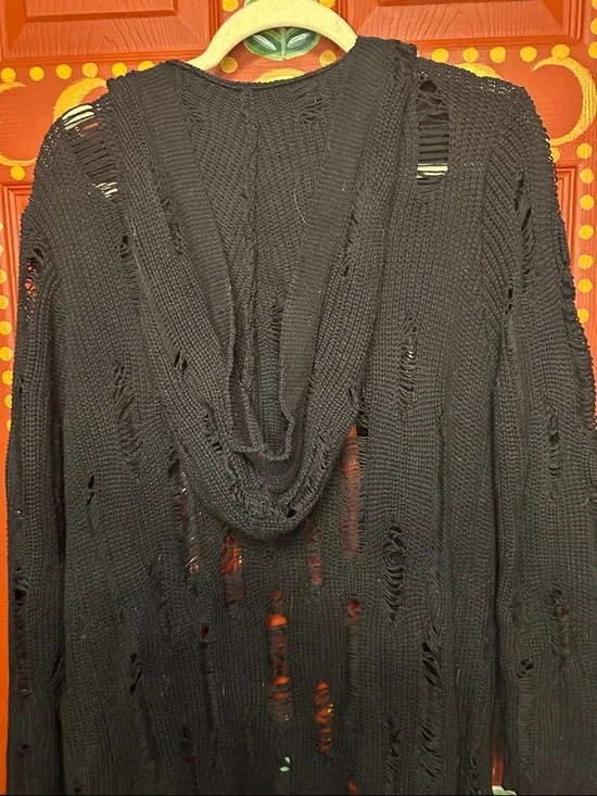Killstar Black Distressed Knit Cardigan - Picture 3 of 4